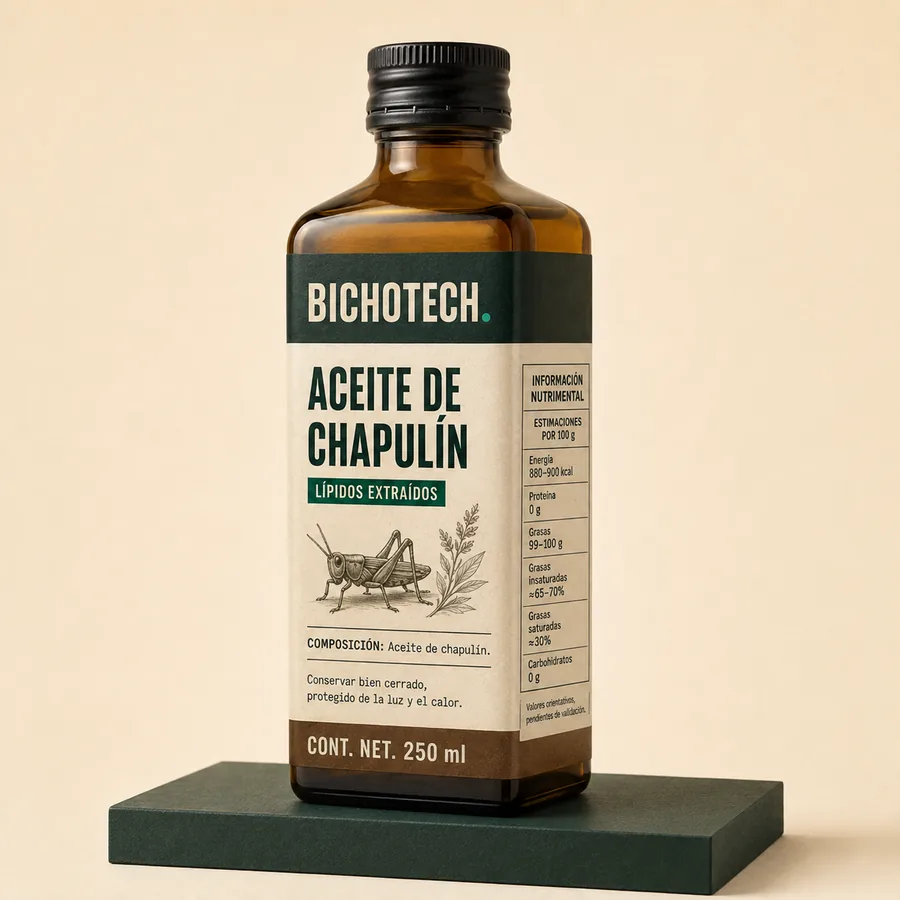 Botella de aceite de chapulín BICHOTECH