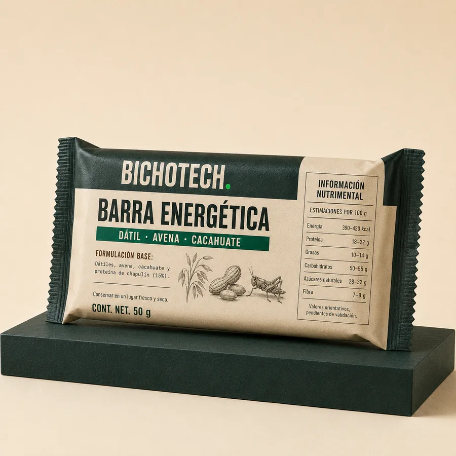 Barra energética BICHOTECH en empaque premium