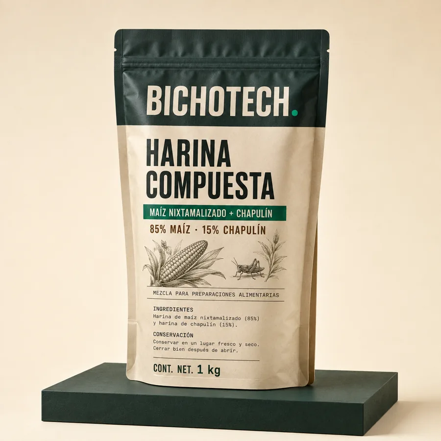 Empaque de harina compuesta con chapulín BICHOTECH